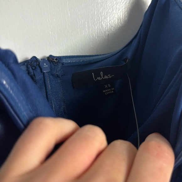 NWT Lulus Enchanting Event Navy Blue Strapless 3D Applique Maxi Dress Size XS - Picture 7 of 13